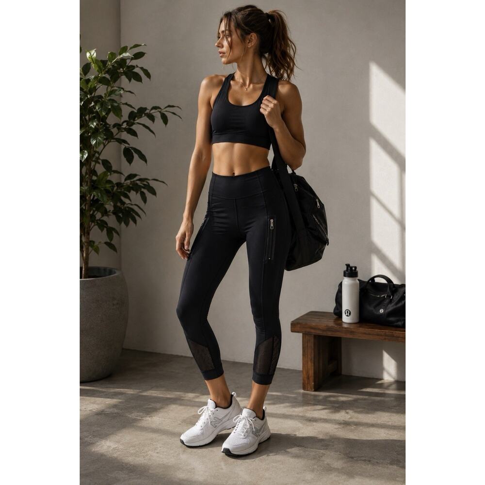 Lululemon 25” Inspire Tight II Women’s Size 2 Black Zip Pockets Run Gym Yoga